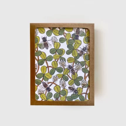 White Clover & Honeybees Boxed Card-Set of 8
