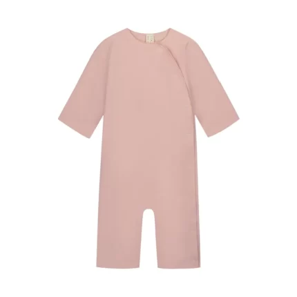 gray label baby suit faded pink