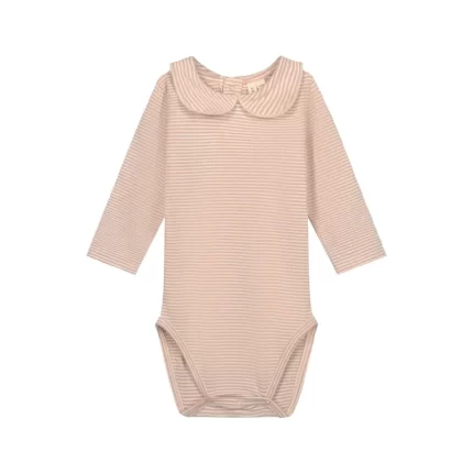 gray label baby collar onesie faded pink/cream